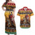 Kenya Safari Christmas Couples Matching Off Shoulder Maxi Dress and Hawaiian Shirt Black Santa Riding Leopards - Heri ya Krismasi - Wonder Print Shop