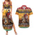 Kenya Safari Christmas Couples Matching Summer Maxi Dress and Hawaiian Shirt Black Santa Riding Leopards - Heri ya Krismasi - Wonder Print Shop