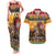 Kenya Safari Christmas Couples Matching Tank Maxi Dress and Hawaiian Shirt Black Santa Riding Leopards - Heri ya Krismasi - Wonder Print Shop