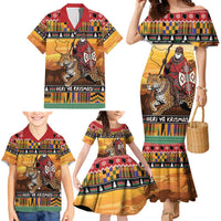 Kenya Safari Christmas Family Matching Mermaid Dress and Hawaiian Shirt Black Santa Riding Leopards - Heri ya Krismasi - Wonder Print Shop
