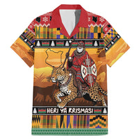 Kenya Safari Christmas Family Matching Mermaid Dress and Hawaiian Shirt Black Santa Riding Leopards - Heri ya Krismasi - Wonder Print Shop