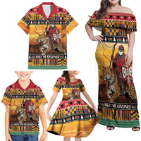 Kenya Safari Christmas Family Matching Off Shoulder Maxi Dress and Hawaiian Shirt Black Santa Riding Leopards - Heri ya Krismasi - Wonder Print Shop