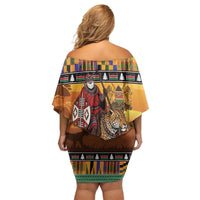 Kenya Safari Christmas Family Matching Off Shoulder Short Dress and Hawaiian Shirt Black Santa Riding Leopards - Heri ya Krismasi - Wonder Print Shop