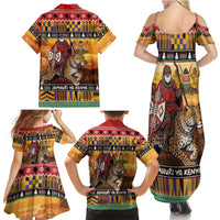 Kenya Safari Christmas Family Matching Summer Maxi Dress and Hawaiian Shirt Black Santa Riding Leopards - Heri ya Krismasi - Wonder Print Shop
