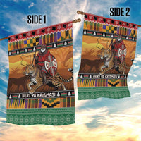 Kenya Safari Christmas Garden Flag Black Santa Riding Leopards - Heri ya Krismasi - Wonder Print Shop