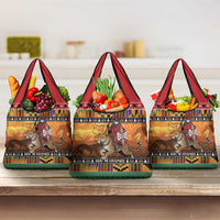 Kenya Safari Christmas Grocery Bag Black Santa Riding Leopards - Heri ya Krismasi - Wonder Print Shop