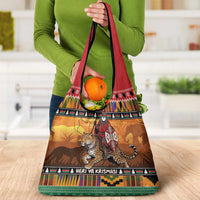 Kenya Safari Christmas Grocery Bag Black Santa Riding Leopards - Heri ya Krismasi - Wonder Print Shop