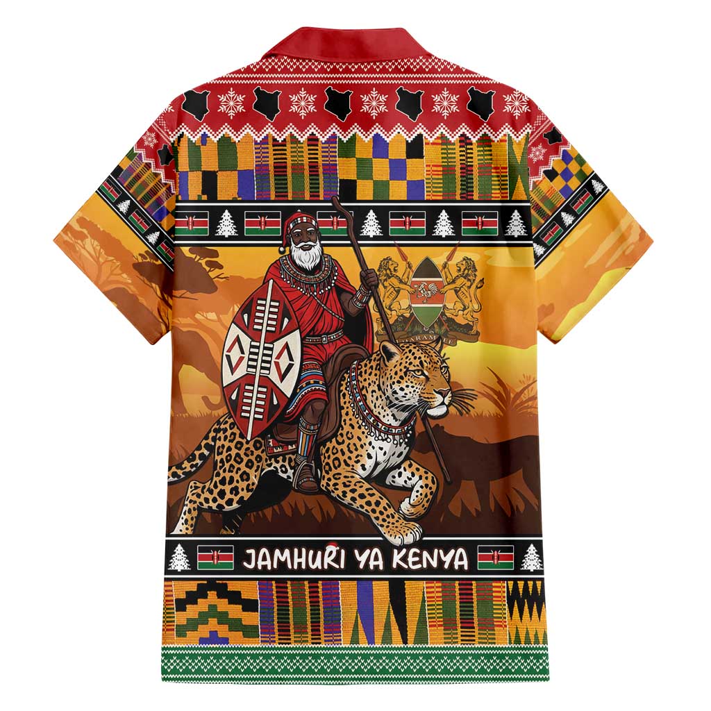 Kenya Safari Christmas Hawaiian Shirt Black Santa Riding Leopards - Heri ya Krismasi - Wonder Print Shop