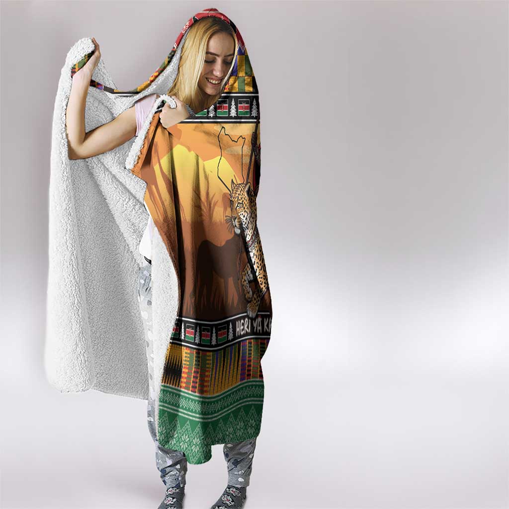 Kenya Safari Christmas Hooded Blanket Black Santa Riding Leopards - Heri ya Krismasi - Wonder Print Shop