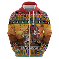 Kenya Safari Christmas Hoodie Black Santa Riding Leopards - Heri ya Krismasi - Wonder Print Shop