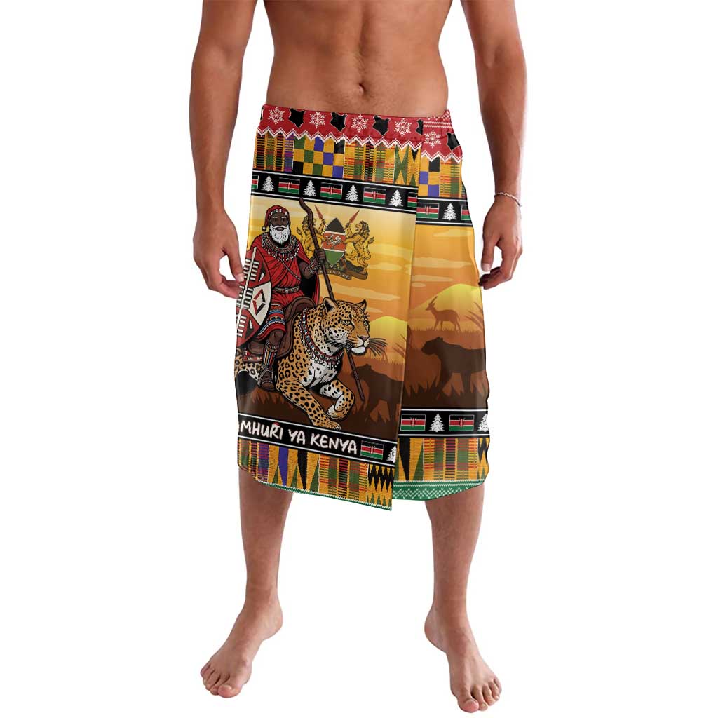 Kenya Safari Christmas Lavalava Black Santa Riding Leopards - Heri ya Krismasi - Wonder Print Shop