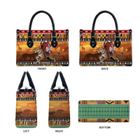 Kenya Safari Christmas Leather Bag Black Santa Riding Leopards - Heri ya Krismasi - Wonder Print Shop