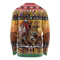 Kenya Safari Christmas Long Sleeve Shirt Black Santa Riding Leopards - Heri ya Krismasi - Wonder Print Shop