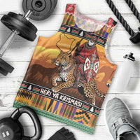 Kenya Safari Christmas Men Tank Top Black Santa Riding Leopards - Heri ya Krismasi - Wonder Print Shop