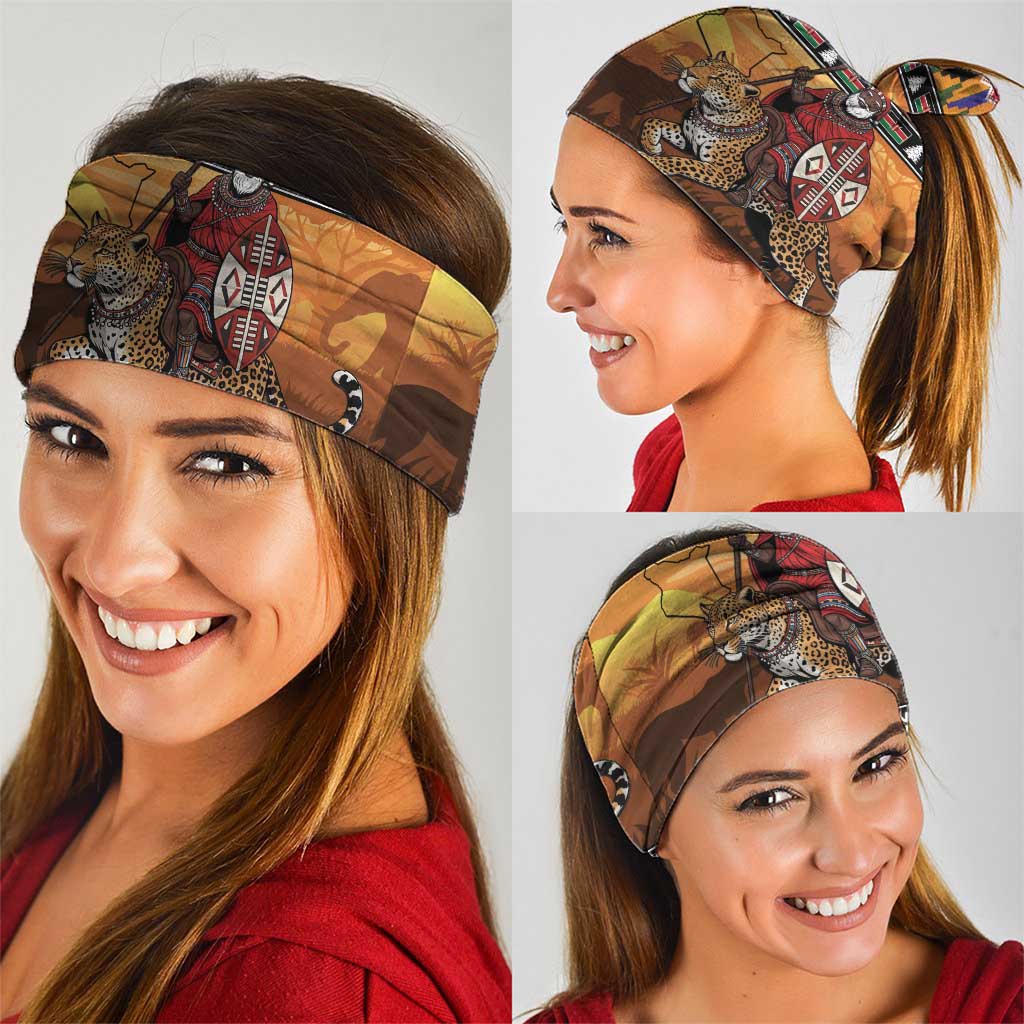 Kenya Safari Christmas Neck Gaiter Black Santa Riding Leopards - Heri ya Krismasi - Wonder Print Shop