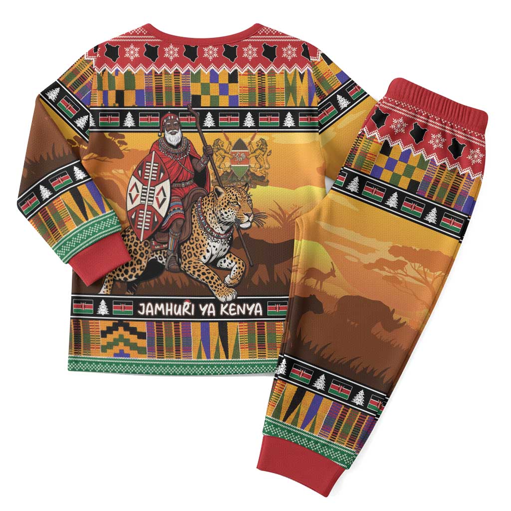 Kenya Safari Christmas Pajama Set Black Santa Riding Leopards - Heri ya Krismasi - Wonder Print Shop