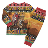 Kenya Safari Christmas Pajama Set Black Santa Riding Leopards - Heri ya Krismasi - Wonder Print Shop