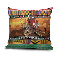 Kenya Safari Christmas Pillow Cover Black Santa Riding Leopards - Heri ya Krismasi - Wonder Print Shop