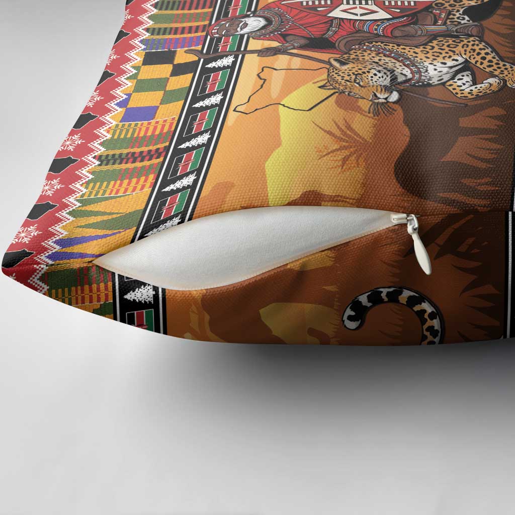 Kenya Safari Christmas Pillow Cover Black Santa Riding Leopards - Heri ya Krismasi - Wonder Print Shop