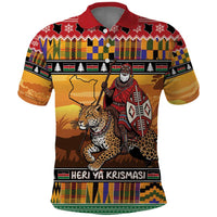 Kenya Safari Christmas Polo Shirt Black Santa Riding Leopards - Heri ya Krismasi - Wonder Print Shop