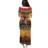 Kenya Safari Christmas Puletasi Black Santa Riding Leopards - Heri ya Krismasi - Wonder Print Shop