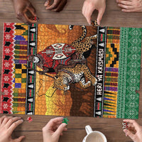 Kenya Safari Christmas Puzzle Black Santa Riding Leopards - Heri ya Krismasi - Wonder Print Shop