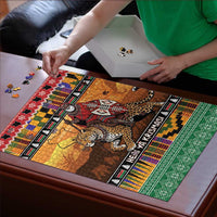 Kenya Safari Christmas Puzzle Black Santa Riding Leopards - Heri ya Krismasi - Wonder Print Shop