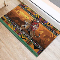 Kenya Safari Christmas Rubber Doormat Black Santa Riding Leopards - Heri ya Krismasi - Wonder Print Shop