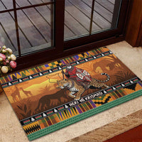Kenya Safari Christmas Rubber Doormat Black Santa Riding Leopards - Heri ya Krismasi - Wonder Print Shop