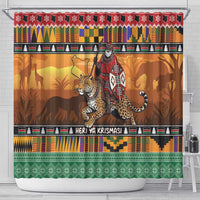 Kenya Safari Christmas Shower Curtain Black Santa Riding Leopards - Heri ya Krismasi - Wonder Print Shop