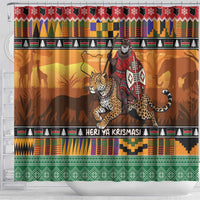 Kenya Safari Christmas Shower Curtain Black Santa Riding Leopards - Heri ya Krismasi - Wonder Print Shop