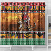 Kenya Safari Christmas Shower Curtain Black Santa Riding Leopards - Heri ya Krismasi - Wonder Print Shop