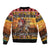 Kenya Safari Christmas Sleeve Zip Bomber Jacket Black Santa Riding Leopards - Heri ya Krismasi - Wonder Print Shop