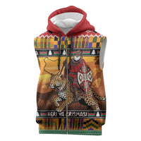 Kenya Safari Christmas Sleeveless Zip Hoodie Black Santa Riding Leopards - Heri ya Krismasi - Wonder Print Shop