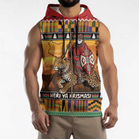 Kenya Safari Christmas Sleeveless Zip Hoodie Black Santa Riding Leopards - Heri ya Krismasi - Wonder Print Shop