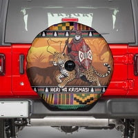 Kenya Safari Christmas Spare Tire Cover Black Santa Riding Leopards - Heri ya Krismasi - Wonder Print Shop