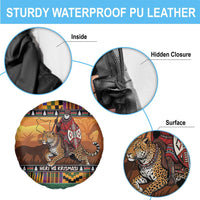 Kenya Safari Christmas Spare Tire Cover Black Santa Riding Leopards - Heri ya Krismasi - Wonder Print Shop