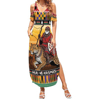 Kenya Safari Christmas Summer Maxi Dress Black Santa Riding Leopards - Heri ya Krismasi - Wonder Print Shop