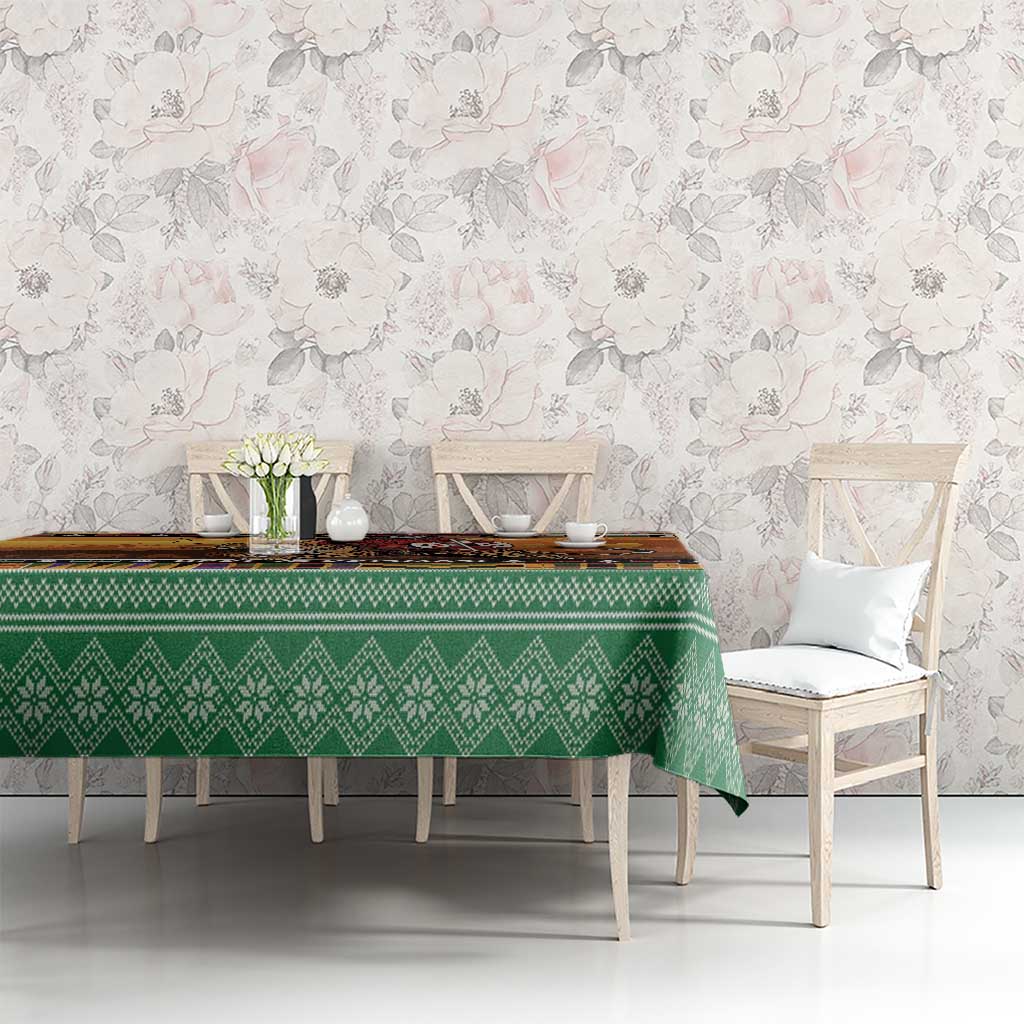 Kenya Safari Christmas Tablecloth Black Santa Riding Leopards - Heri ya Krismasi - Wonder Print Shop