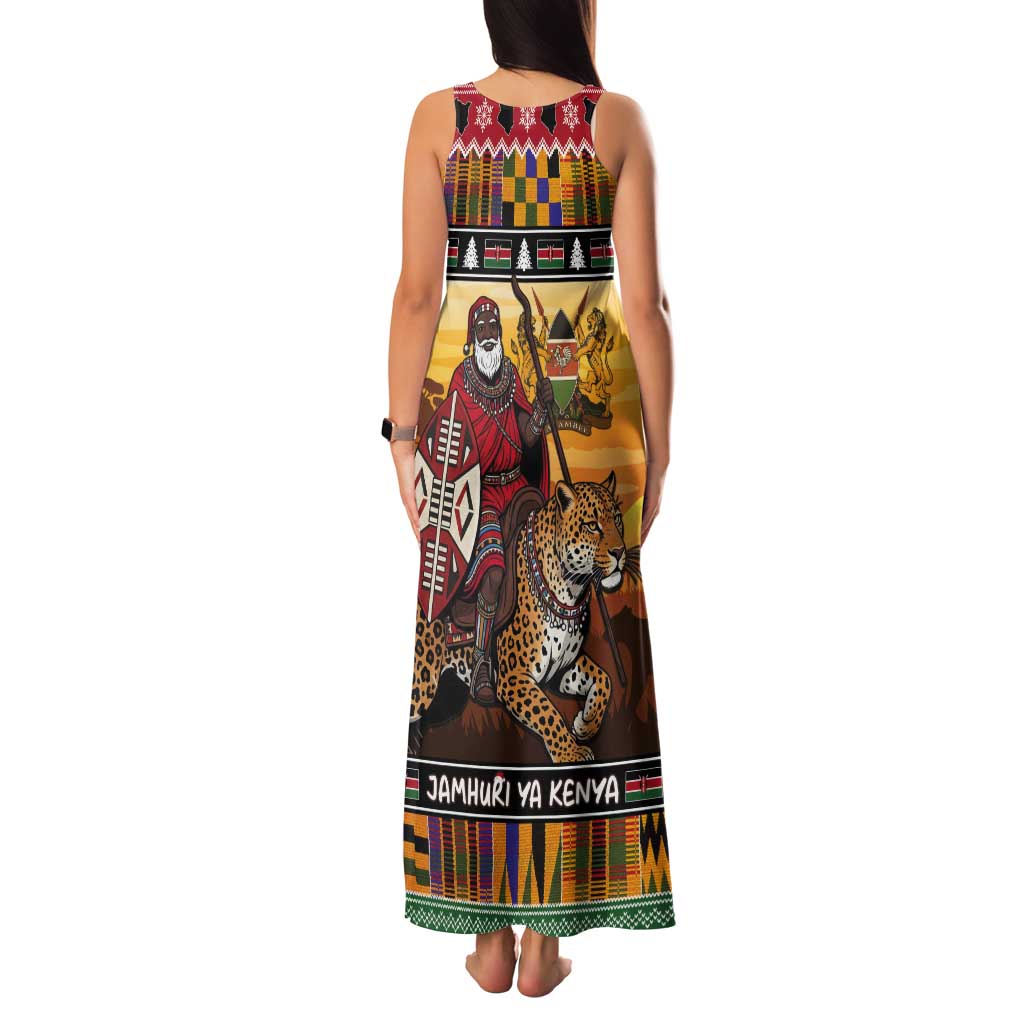 Kenya Safari Christmas Tank Maxi Dress Black Santa Riding Leopards - Heri ya Krismasi - Wonder Print Shop