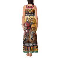 Kenya Safari Christmas Tank Maxi Dress Black Santa Riding Leopards - Heri ya Krismasi - Wonder Print Shop