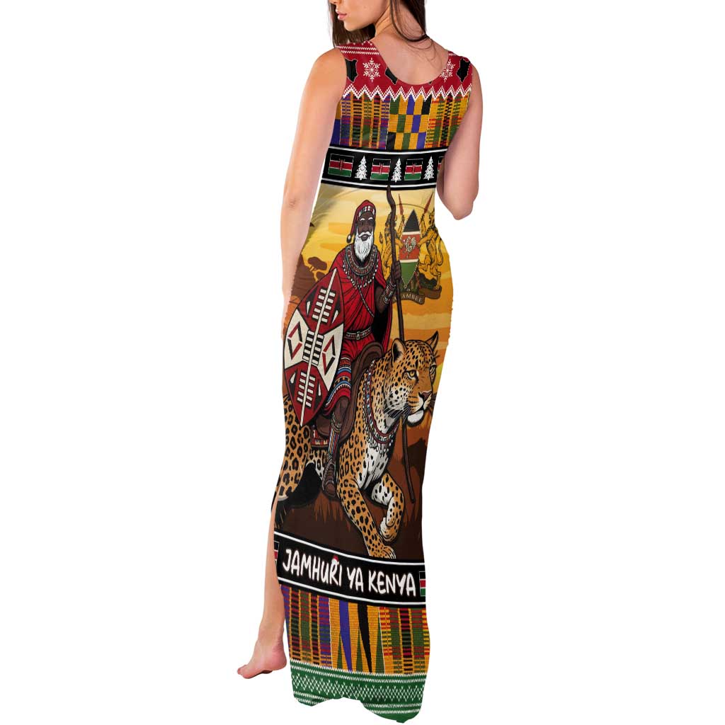 Kenya Safari Christmas Tank Maxi Dress Black Santa Riding Leopards - Heri ya Krismasi - Wonder Print Shop