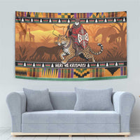Kenya Safari Christmas Tapestry Black Santa Riding Leopards - Heri ya Krismasi - Wonder Print Shop