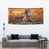 Kenya Safari Christmas Tapestry Black Santa Riding Leopards - Heri ya Krismasi - Wonder Print Shop