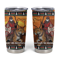 Kenya Safari Christmas Tumbler Cup Black Santa Riding Leopards - Heri ya Krismasi - Wonder Print Shop