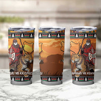 Kenya Safari Christmas Tumbler Cup Black Santa Riding Leopards - Heri ya Krismasi - Wonder Print Shop