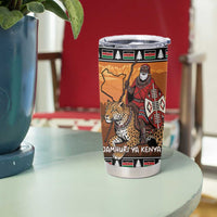 Kenya Safari Christmas Tumbler Cup Black Santa Riding Leopards - Heri ya Krismasi - Wonder Print Shop