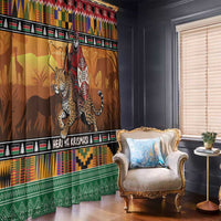 Kenya Safari Christmas Window Curtain Black Santa Riding Leopards - Heri ya Krismasi - Wonder Print Shop