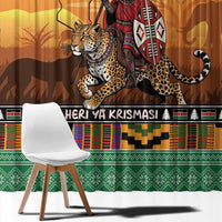 Kenya Safari Christmas Window Curtain Black Santa Riding Leopards - Heri ya Krismasi - Wonder Print Shop