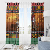Kenya Safari Christmas Window Curtain Black Santa Riding Leopards - Heri ya Krismasi - Wonder Print Shop